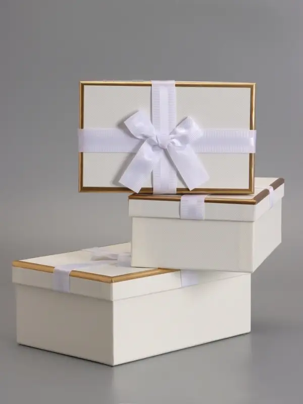 Набор подарочных коробок 3 в 1, прямоугольные, молочный, 23&times;16&times;9.5; 21&times;14&times;8; 19&times;12&times;6.5 см