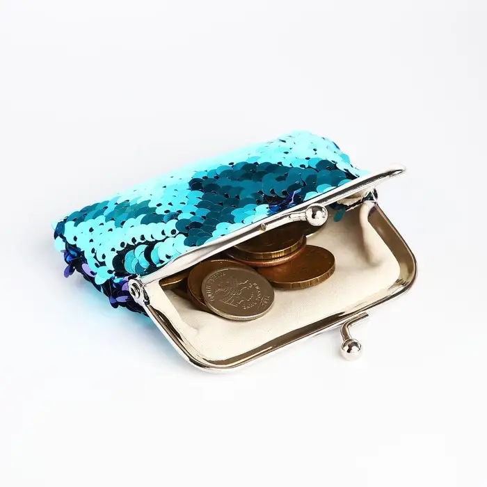 Кошелёк монетница детская на фермуаре, цвет бирюзовый/синий