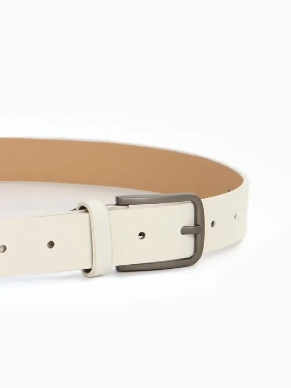 Ремень женский с винтом, 110&times;2.8 см, классическая пряжка металл, серебристая, белый