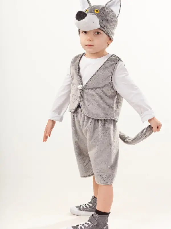 Карнавальный костюм  Карнавальный костюм "Волченок Фомка" (жилет, шорты,шапка) размер 110-56