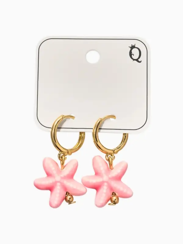 Серьги &laquo;Морской мир. Звезда&raquo;, розовые в золоте