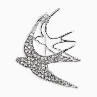 Брошь "Ласточки", цвет белый в серебре