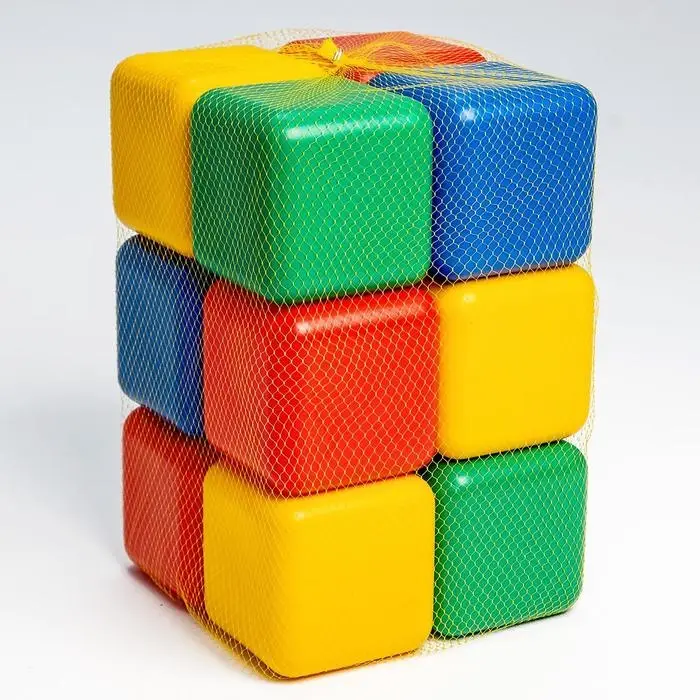 Кубики детские, пластиковые, цветные, 12 штук, 12&times;12 см