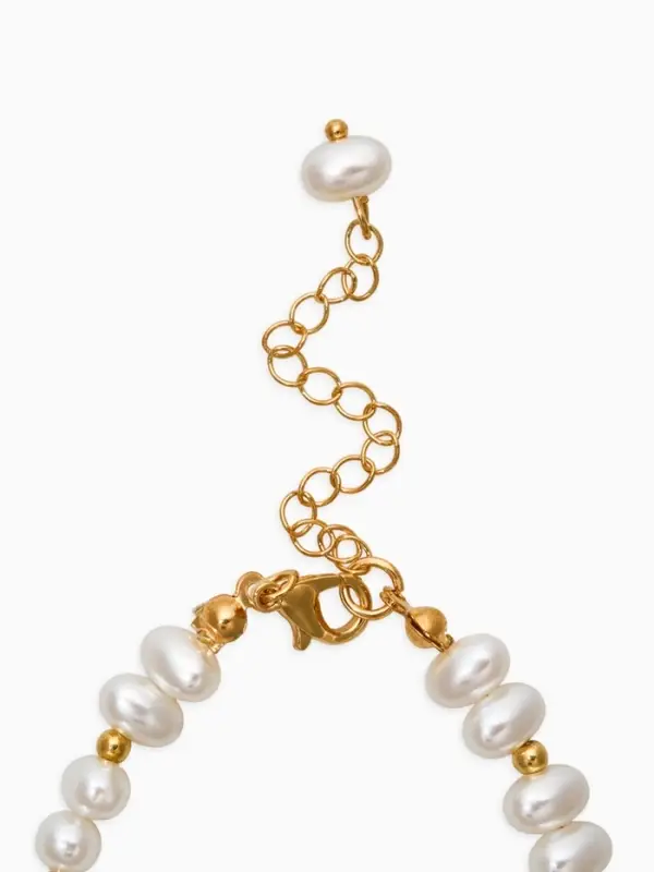 Браслет жемчуг "Рисинкис сердцем" , цвет белый в золоте