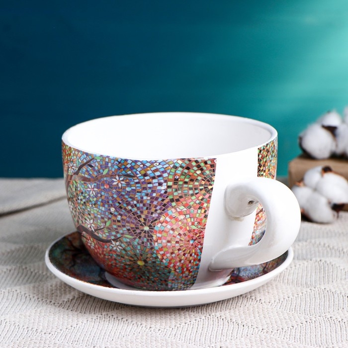 Горшок в форме чашки Горшок в форме чашки "Эмма" мозаика, 19х15х10см