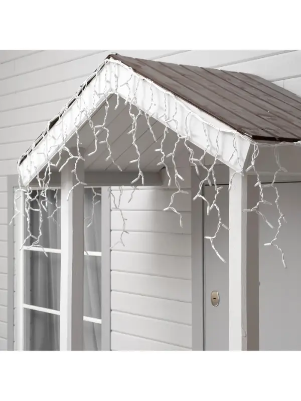 Гирлянда &laquo;Бахрома&raquo; 3&times;0.6 м, IP65, УМС, белая нить каучук, 108 LED, свечение белое, 220 В