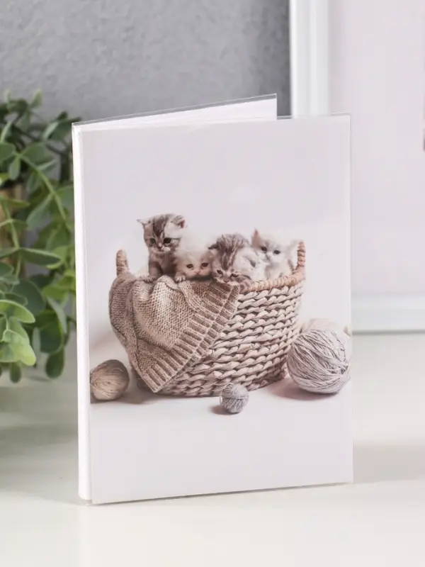 Фотоальбом 36 фото 10X15см, "Котята в корзинке" ПП карм.,мягкая обложка