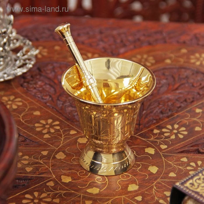 Ступка латунь  Ступка латунь "Резная" 6,5х6,2х6,2 см