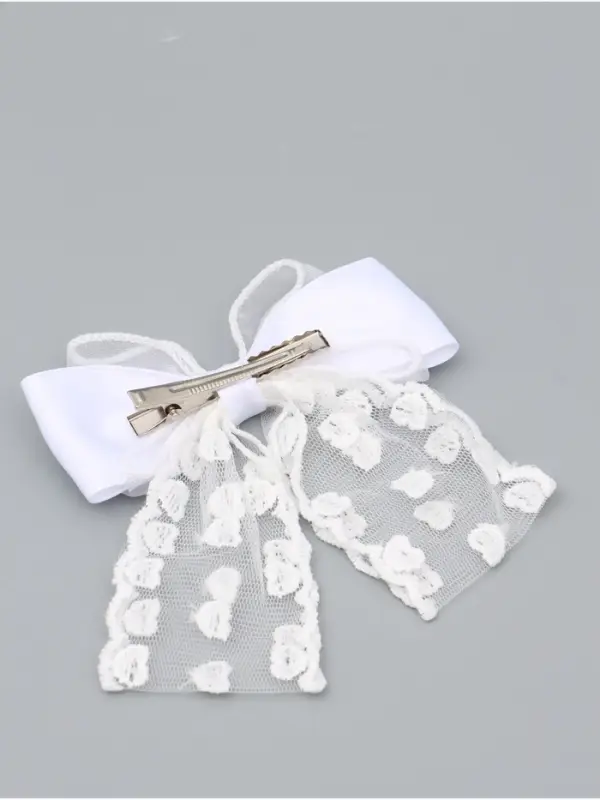 Бант для волос на заколке с лентами «Сердечки», белый, Принцессы Бант для волос на заколке с лентами «Сердечки», белый, Принцессы