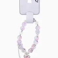 Браслет с подвесками &laquo;Сахарный. Сердце, искра&raquo;, d=6 см, шар № 10/8, розовый, фиолетовый в серебре