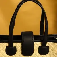 Сумка плетёная на застёжке из пандана 35х12х40 см, бежево-чёрный Сумка плетёная на застёжке из пандана 35х12х40 см, бежево-чёрный