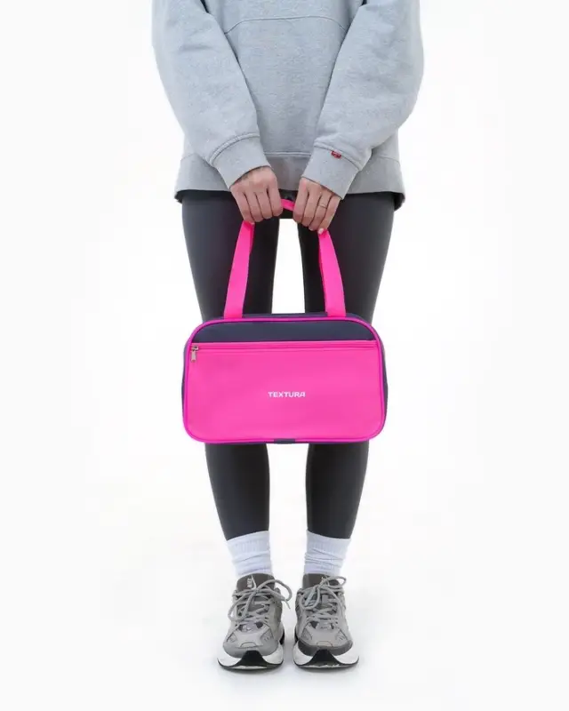 Сумка для обуви TEXTURA, на молнии наружный карман, размер 33&times;10&times;20 см, серая/розовая