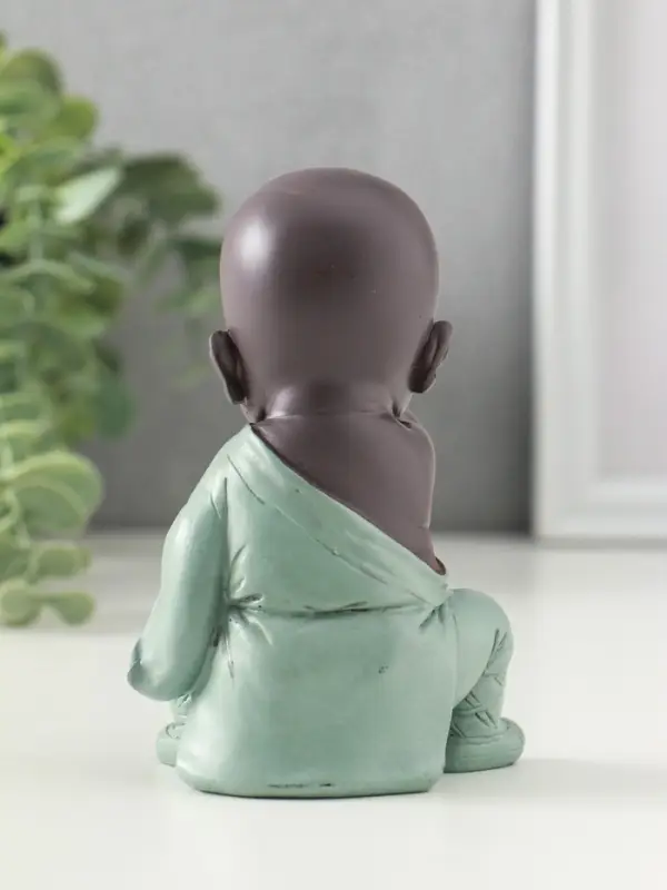 Сувенир полистоун "Маленький будда - кунг-фу" зелёно-коричневый 6,8х7,5х11 см