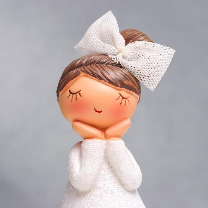 Сувенир полистоун  Сувенир полистоун "Малышка с большим бантом и юбкой-кисточкой" 17,6х4,8х5 см