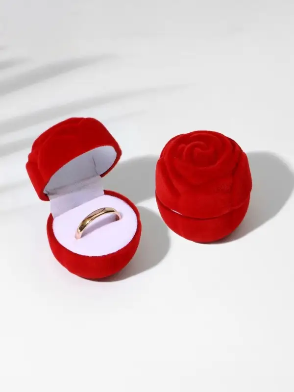 Футляр под кольцо, серёжки &laquo;Роза&raquo;, без листьев, бархатный, 4.5&times;3.5 см, красный