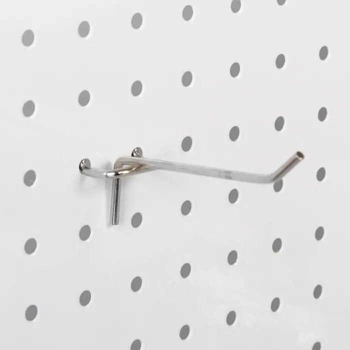 Крючок одинарный для металлической перфорированной панели, d=3.5 мм, L=10 см, цвет хром Крючок одинарный для металлической перфорированной панели, d=3.5 мм, L=10 см, цвет хром