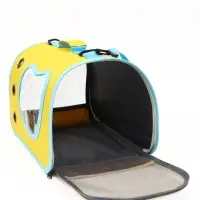 Сумка - переноска каркасная &laquo;Кошачий вид&raquo;, 41&times;27&times;25 см, жёлтая, бирюзовая
