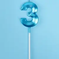 Свеча в торт на шпажке «Грань», цифра 3, голубая, 5 см