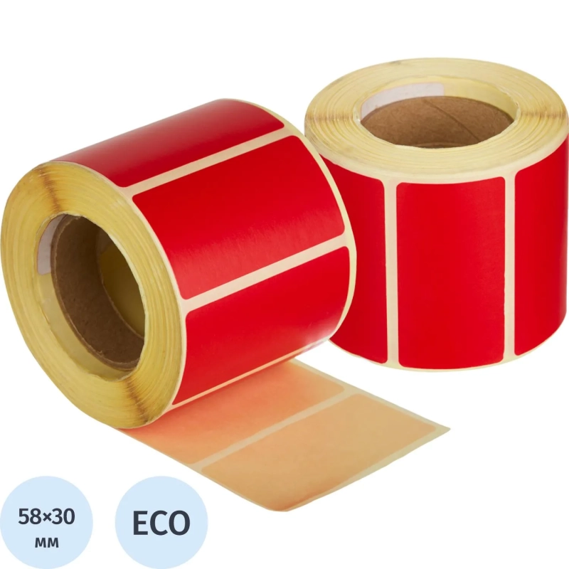 Термоэтикетки ЭКО 58x30, красная, вт.40,&nbsp;700шт/рул