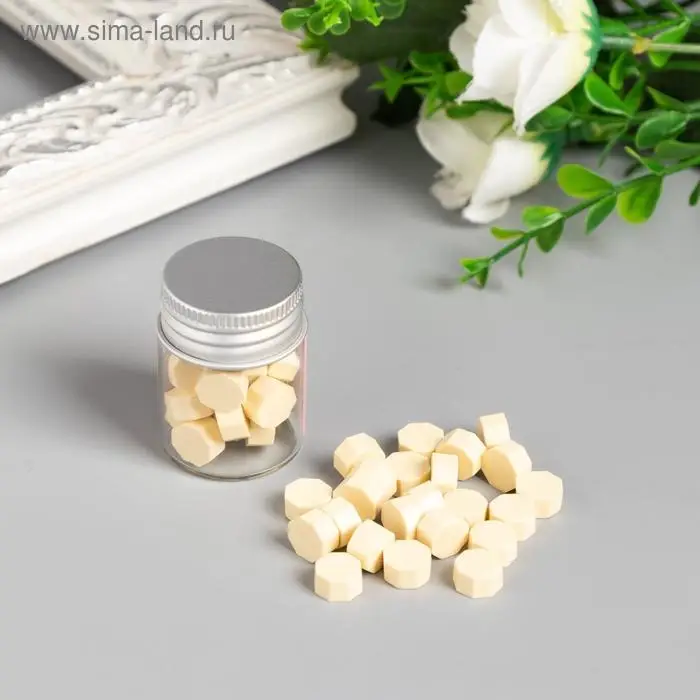 Сургуч в гранулах в баночке "Восьмигранник" льняной 9 гр 4,5х3х3 см