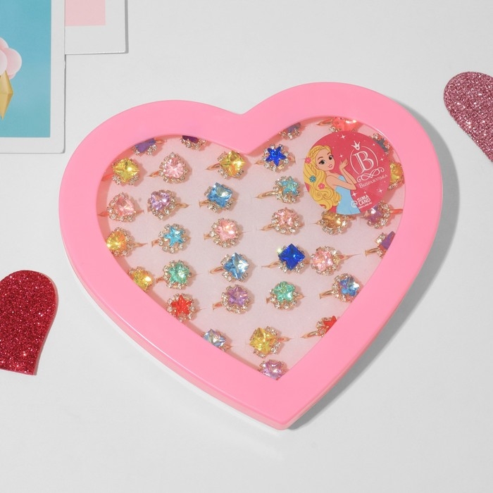 Кольца детские набор 36шт «Выбражулька» геометрия, форма МИКС, цвет МИКС в золоте, б-р Кольца детские набор 36шт «Выбражулька» геометрия, форма МИКС, цвет МИКС в золоте, б-р