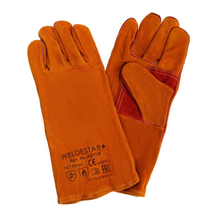 Краги сварщика спилковые WELDESTAR, 350 мм, АВ, желто-красные Краги сварщика спилковые WELDESTAR, 350 мм, АВ, желто-красные