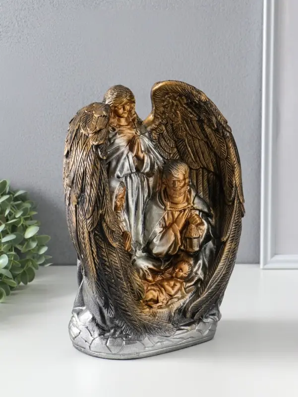Фигура "Ангел хранитель" бронза с золотом 30х23х14 см