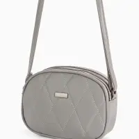 Сумка женская кросс-боди на молнии, 19&times;7&times;15 см, со стёжкой, серая