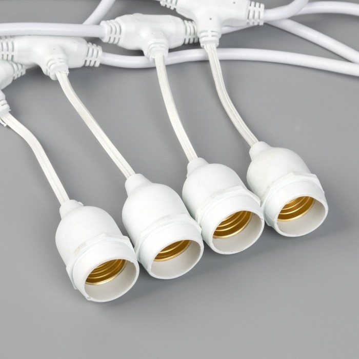 Гирлянда «Ретро белт-лайт» 10 м, IP54, УМС, белая нить, шаг 100 см, Е27 (без ламп), 220 В