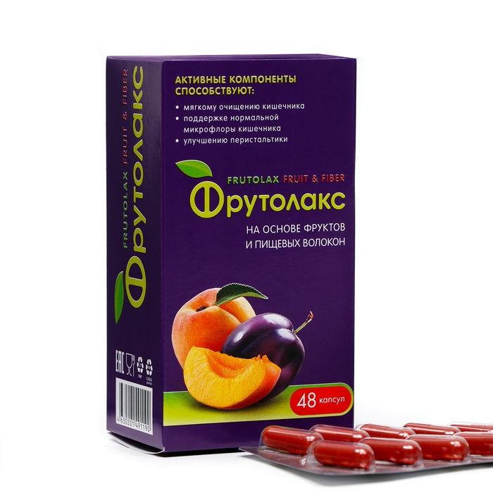 Фрутолакс на основе фруктов и пищевых волокон, 48 капсул по 35 г Фрутолакс на основе фруктов и пищевых волокон, 48 капсул по 35 г