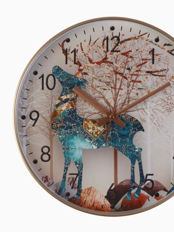 Часы настенные интерьерные &laquo;Олень&raquo;, бесшумные, плавный ход, d=30 см, от батарейки 1&times;АА