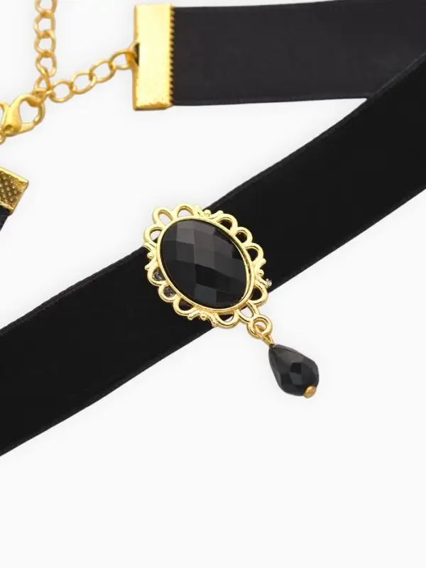 Чокер &laquo;Александрия&raquo;, ажур, овал, чёрный в золоте, 30 см