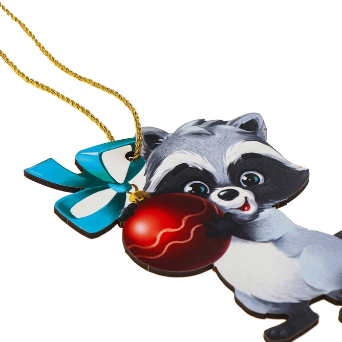 Ёлочная деревянная подвеска «Новый год! Енотик» Ёлочная деревянная подвеска «Новый год! Енотик»