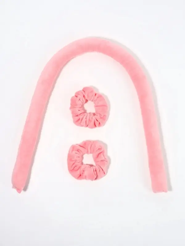Мягкие бигуди &laquo;Волшебный локон&raquo;, 3 предмета: бигуди, резинки 2 шт., плюшевые, розовые