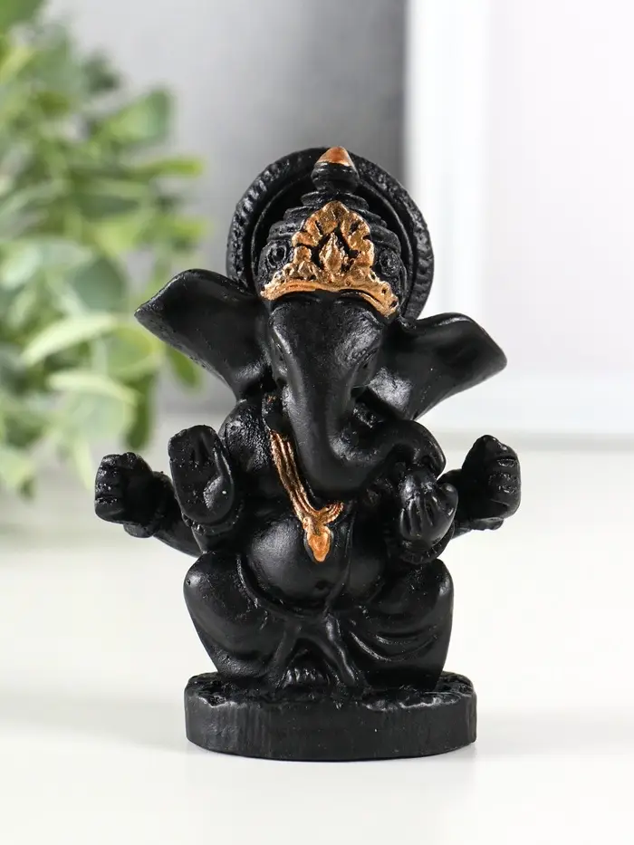 Фигура гипс "Ганеш" 9х8 см, черный Фигура гипс "Ганеш" 9х8 см, черный