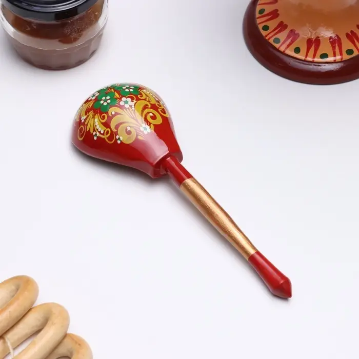 Ложка деревянная &laquo;Краснушка&raquo;, столовая, 20&times;6.3 см, хохлома, ручная роспись, МИКС