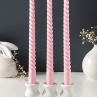 Набор свечей витых 25 см, 3 шт., 57 г, 5 ч, пастельно-розовый