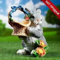 Садовая фигура из полистоуна &laquo;Зайка с лукошком&raquo;, 33.5&times;28&times;28 см