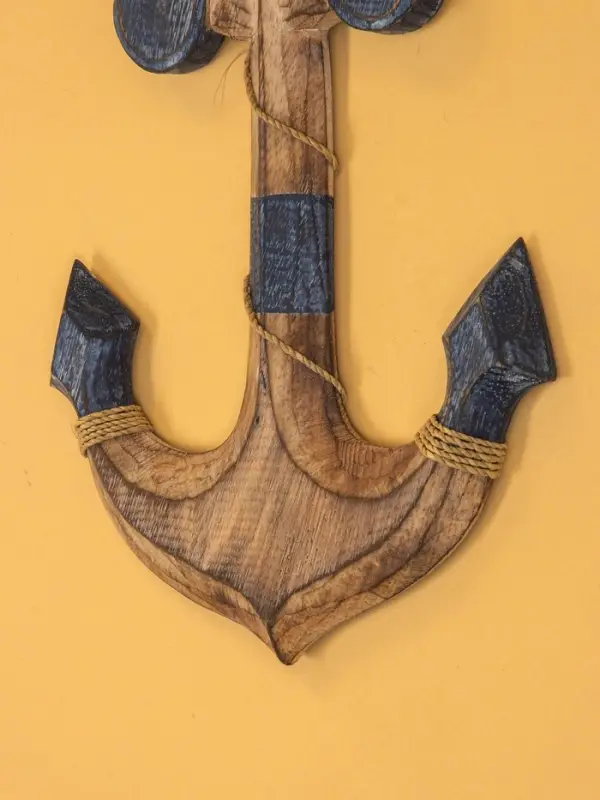 Декор интерьерный "Якорь" дерево 23х2х40 см, цв. сине-коричневый