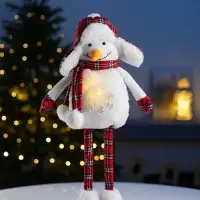 Светодиодная фигура &laquo;Снеговик&raquo; 40-60 см, текстиль, телескопические ножки, 1 LED, от батареек LR1130&times;3, свечение тёплое белое