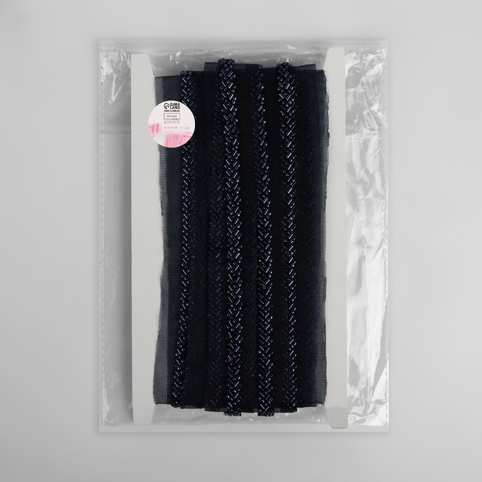 Тесьма декоративная с бисером, 35 мм, 4,5 ± 0,5 м, цвет тёмно-синий Тесьма декоративная с бисером, 35 мм, 4,5 ± 0,5 м, цвет тёмно-синий