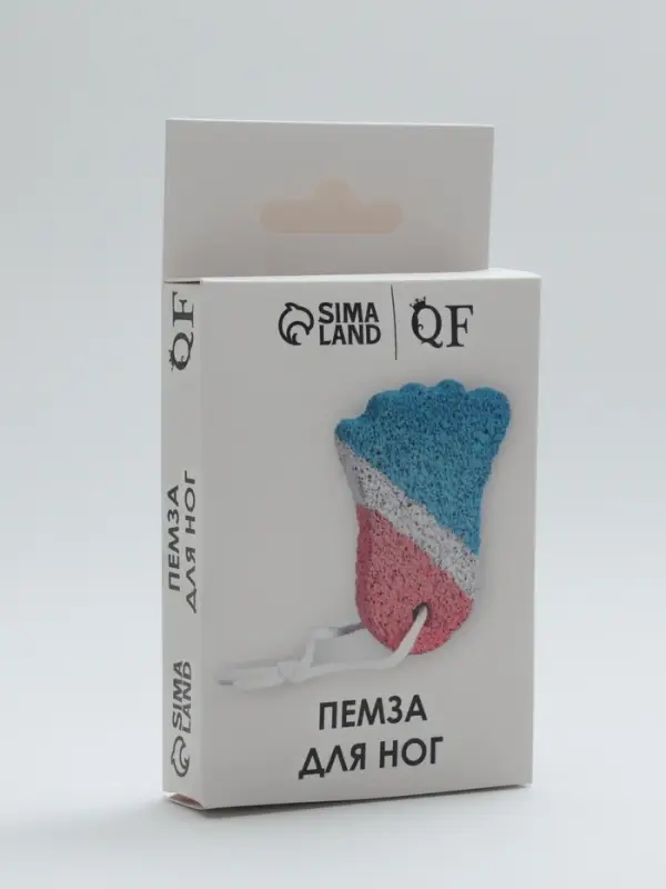 Пемза для педикюра «Ступня», с подвесом, 9×6 см, в коробке, разноцветная