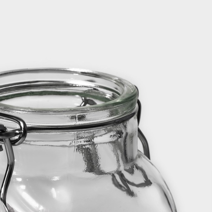 Банка стеклянная для хранения сыпучих продуктов Доляна &laquo;Овал&raquo;, 100 мл, 5,5&times;9 см, с бугельным замком
