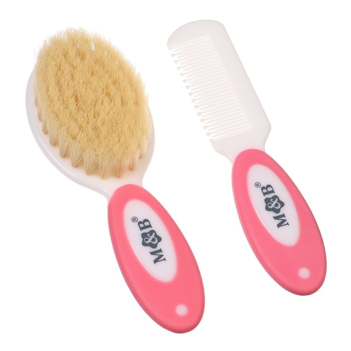 Набор расчесок с нейлоновой щетиной М&В, цвет розовый Набор расчесок с нейлоновой щетиной М&В, цвет розовый