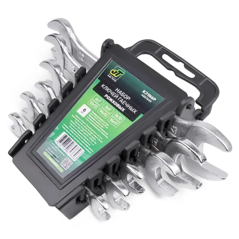 Набор ключей гаечных рожковых на держателе (6-17 мм) (6 предметов) JT KJ1N6P