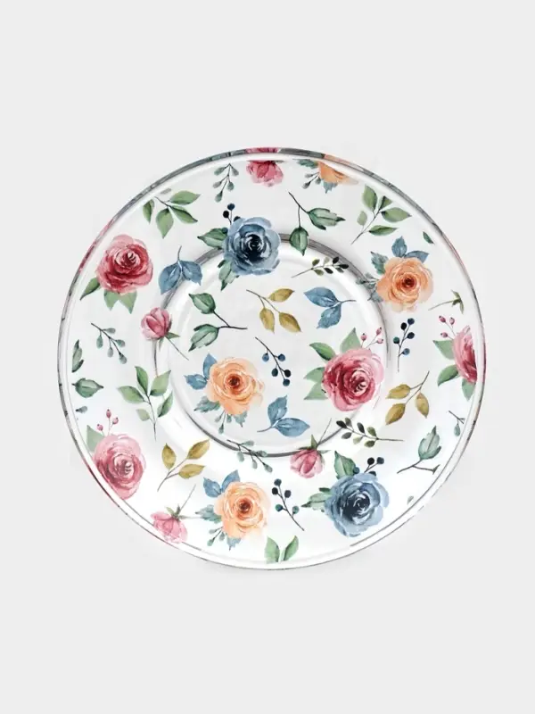 Чайный набор &laquo;Убранство&raquo;, 12 предметов: 6 чашек 200 мл, 6 блюдец, с рисунком, стекло, прозрачный