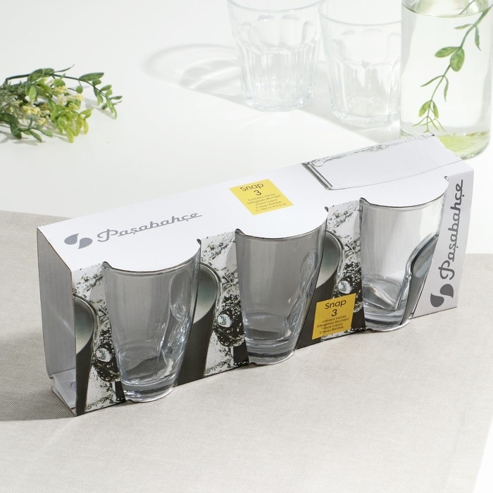 Набор стаканов стеклянный «Снэп», 260 мл, 3 шт, серый пластиковый аксессуар Набор стаканов стеклянный «Снэп», 260 мл, 3 шт, серый пластиковый аксессуар