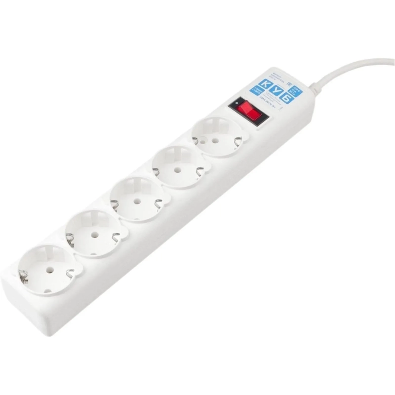 Сетевой фильтр Power Cube B 5.0 м 5 роз (белый) 10А/2,2кВт(SPG-B-15-WHITE)