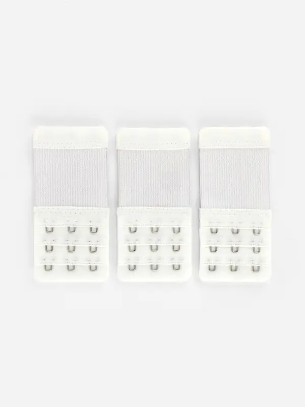 Застёжка для бюстгальтера, удлинитель, 3 ряда 3 крючка, 5&times;10.5 см, 3 шт., белая