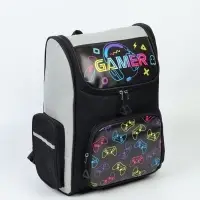 Ранец с эргономичной спинкой квадратный с доп. элементами "Gamer"